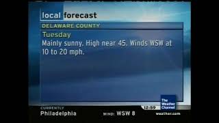 Weather Channel local forecast - 2006
Features From Here To There by Fred Gross
Copyright The Weather Channel. More information and content available at https://twcclassics.com/video/local-forecasts-2006.html Weather Channel local forecast - 2006