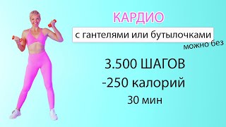 КАРДИО дома С ГАНТЕЛЯМИ для укрепления РУК и СПИНЫ . Можно выполнять без инвентаря  | Natinfitness