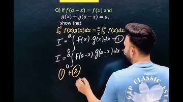 Q) If 𝑓(𝑎−𝑥)=𝑓(𝑥) and 𝑔(𝑥)+𝑔(𝑎−𝑥)=𝑎, show that ∫ ( 0 to a) 𝑓(𝑥)𝑔(𝑥)𝑑𝑥=𝑎/2 ∫( 0 to a)  𝑓(𝑥)𝑑𝑥