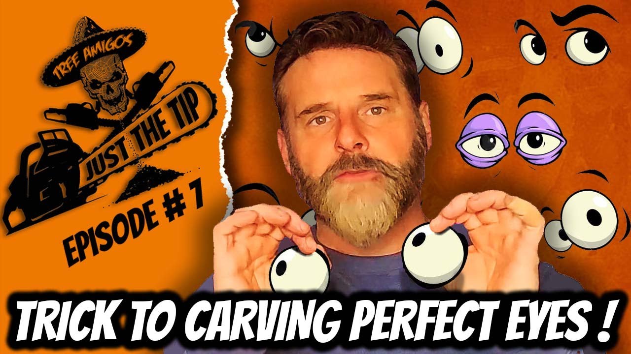 CHAINSAW CARVING FOR BEGINNERS / JUST THE TIP : Episode 7 / TRICK TO CARVING PERFECT EYES! PART 1