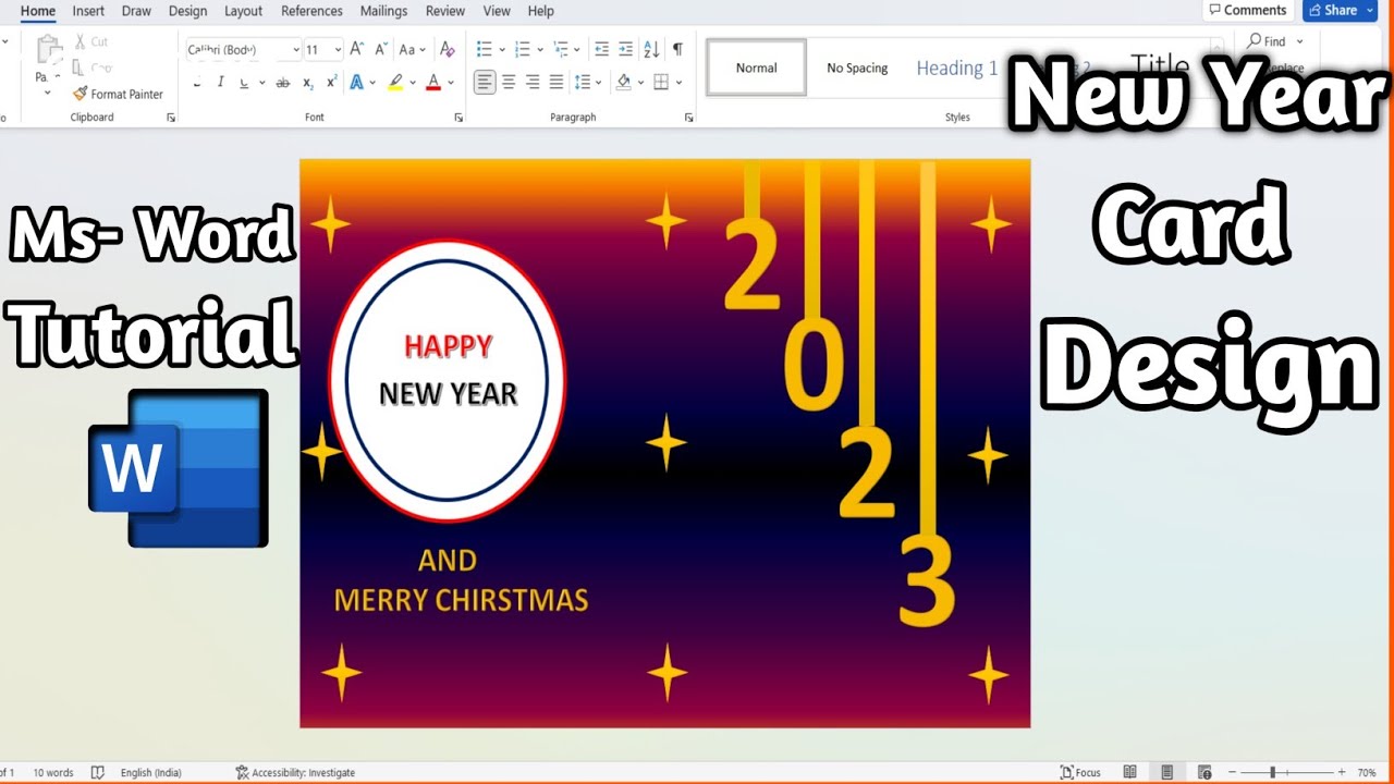 How to make new year card in Ms- Word l Ms - Word me new year card kaise banaye l