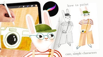 How to paint animal characters in procreate 🐰 procreate watercolor tutorial for beginners