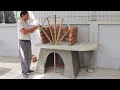 Build a barbecue from red bricks and cement