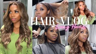 ATL VLOG: COME WITH ME TO GET MY HAIR DONE | Ash Brown Balayage on Natural Hair (Luxy Hair Clip-Ins)