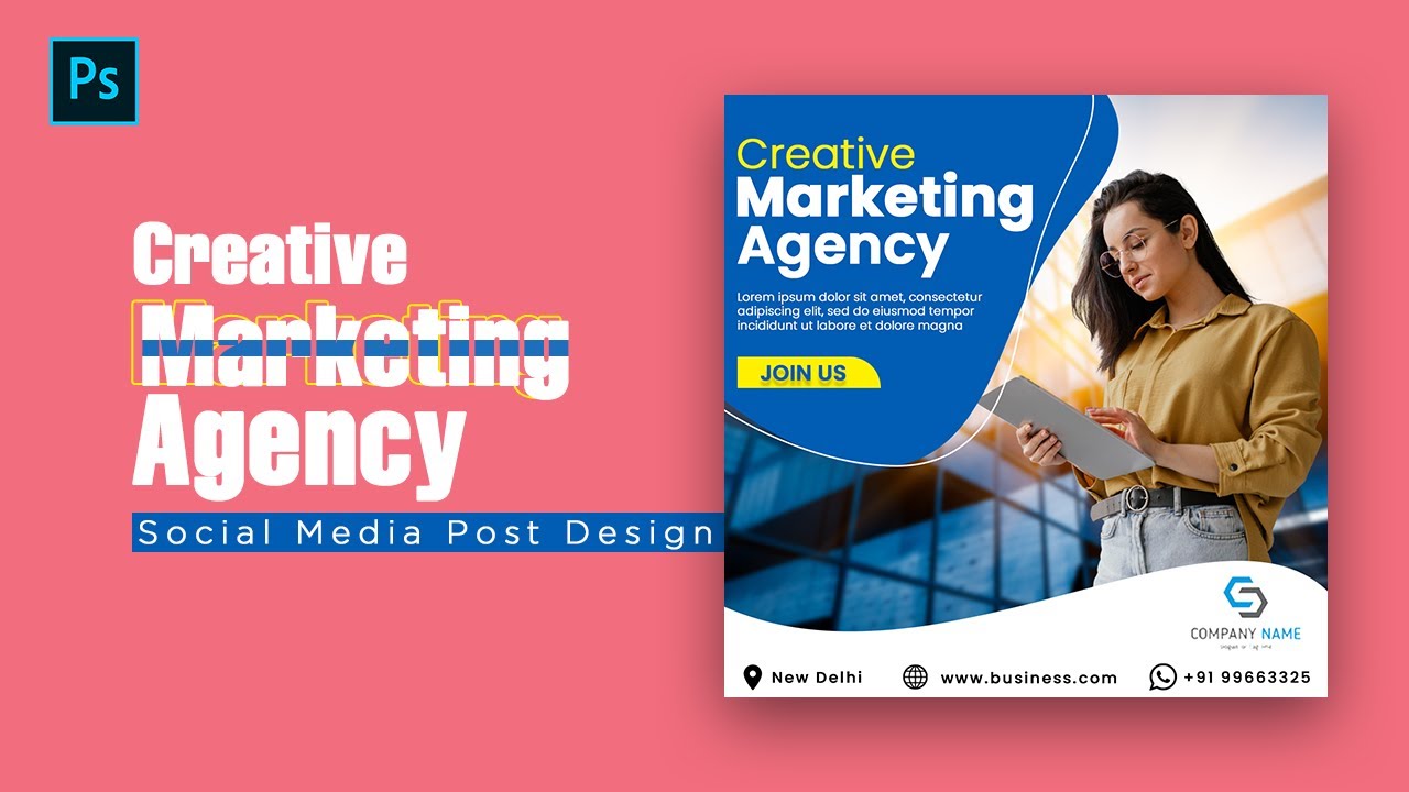 Creative Marketing Agency Social Media Post Design Photoshop Youtube