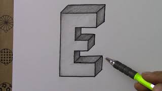 Kolay 3 Boyutlu E harfi çizimi nasıl  çizilir - How to draw easy 3D letter E drawing