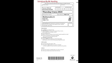 Edexcel - iGCSE - Mathematics A - June 2020 - Paper 2H - Solutions By Mr Harding