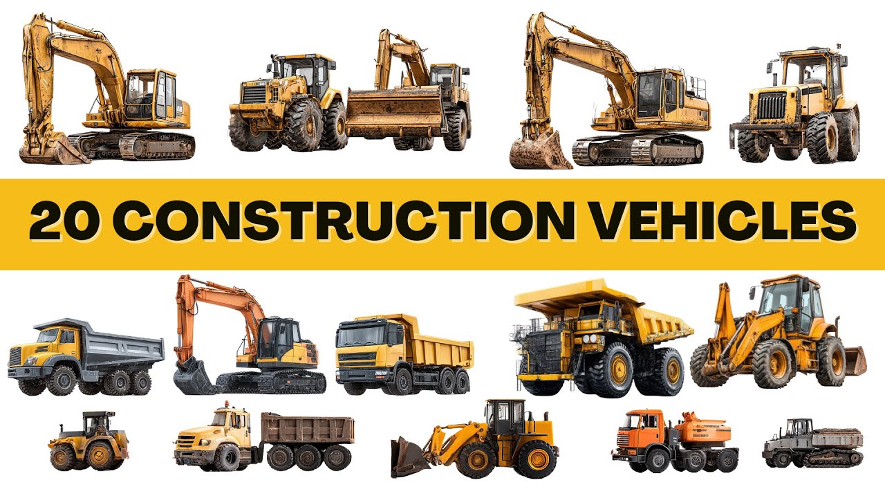 Construction Vehicles for Kids | Learn 20 Construction Vehicle Names | Kids Learning Video