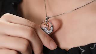 Yafeini New Arrival Sterling Silver Cute Zirconia Dolphin Pendant Necklace Adorable Gift For Her