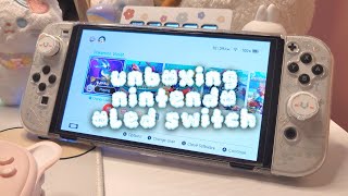 ☁ nintendo oled white switch unboxing | cute and aesthetic decorating