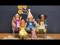 Happy Birthday ! Elsa &amp; Anna toddlers - snowflakes - cake - gifts - dominoes - Barbie dolls