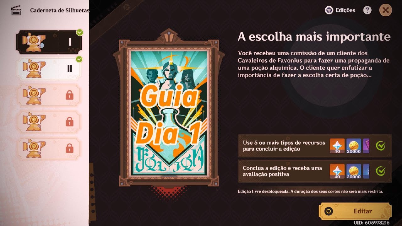 Caderneta de Silhuetas: Dia 1 - A escolha mais importante - GENSHIN ...