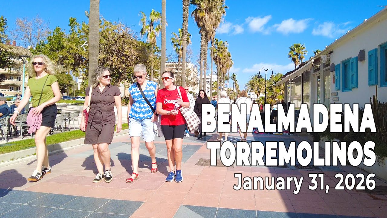 Benalmadena Torremolinos January 31, 2026 Promenade Walk Malaga Costa del Sol Spain [4K]