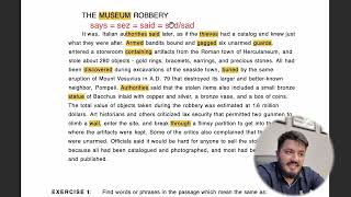 ELS kitobi - IELTS 9.0 sohibi bilan, Passage 10 ''THE MUSEUM ROBBERY''