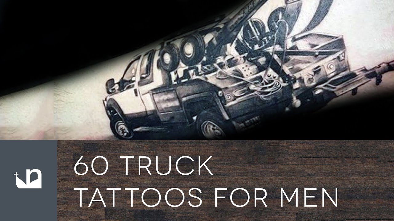 Micro-realistic style truck tattoo located on Mag's