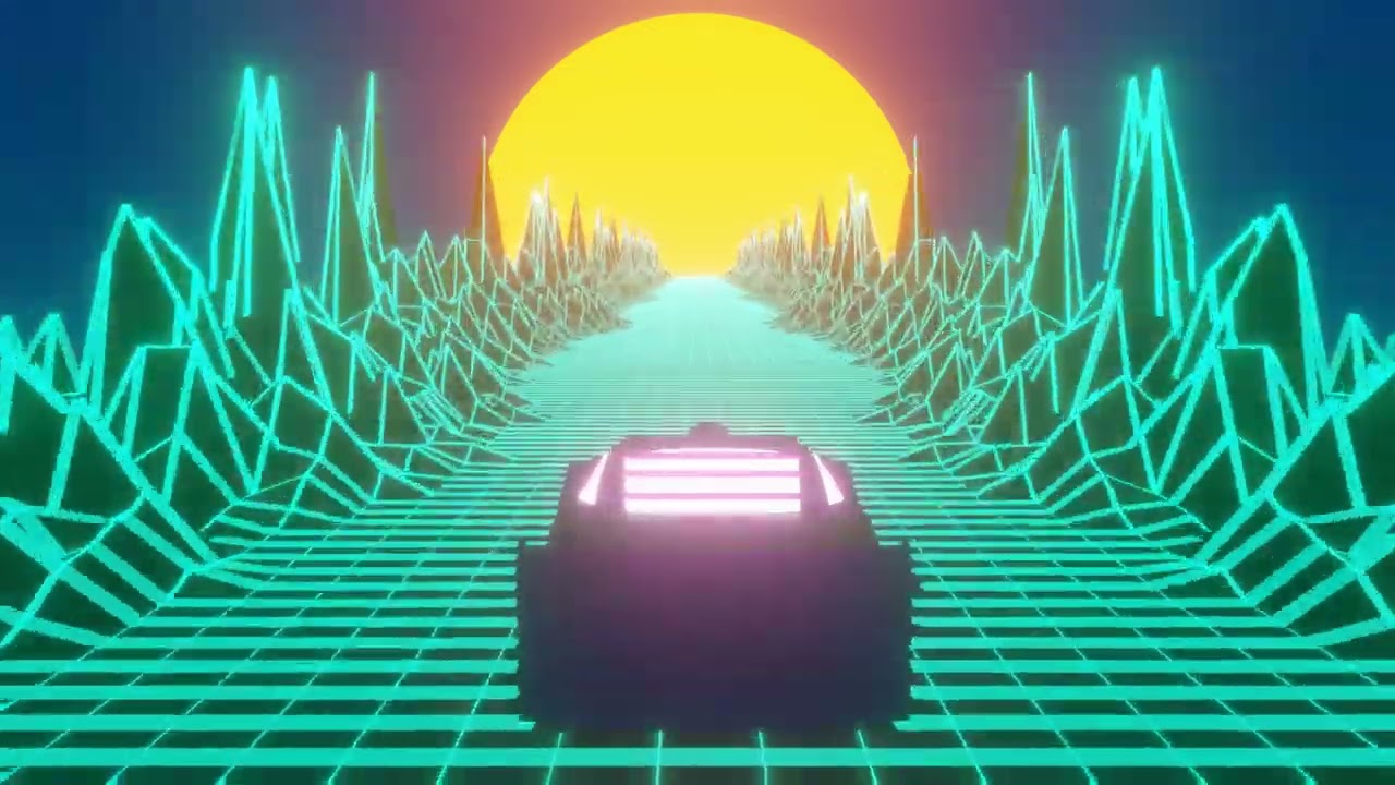 Synth Car Vapor Mountain VJ Background Loop - Vaporwave / Synthwave Car Mountain Animation