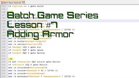 Batch Game Series: Lesson #7 Adding Armor