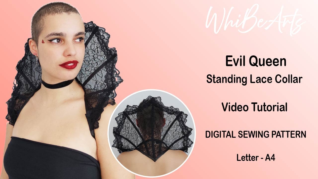 Evil Queen Standing Lace Collar Digital Sewing Pattern Video Tutorial by WhiBeArts