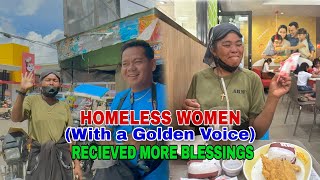 HOMELESS WOMEN (with a golden voice) RECIEVED MORE BLESSINGS &amp; I TREAT TO JOLLIBEE.😍