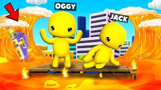 Oggy Try To Escape The Lava Tsunami With Jack In Wobbly Life!