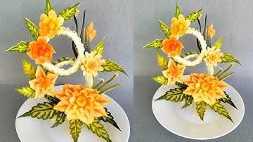 cắt tỉa hoa từ đu đủ,#mytran77 #trangtri #fruitdecoration  #nghệthuật#vegetables  #fruit