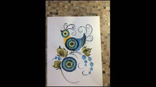 картинка: Майстер клас Жовто блакитний птах.  Drawing lessons. Draw flowers. Draw birds. Soothing Art