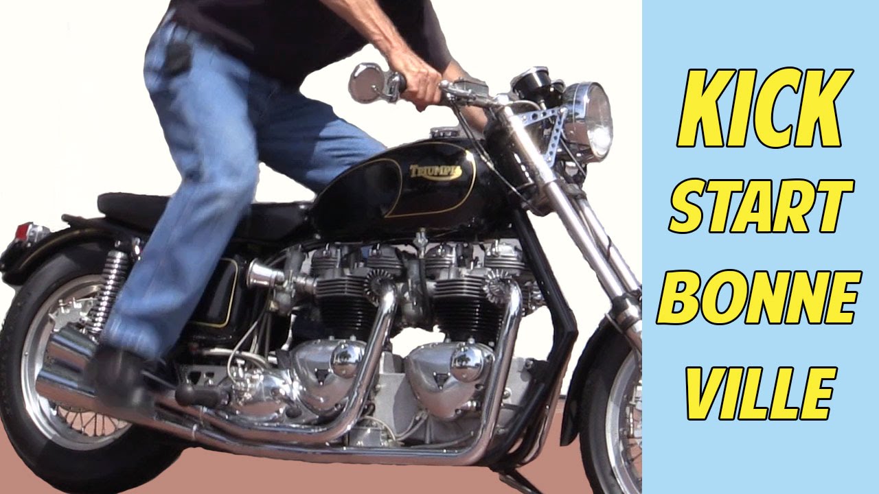 Motorcycle Kick Start: Twin Engine Triumph Bonneville - YouTube