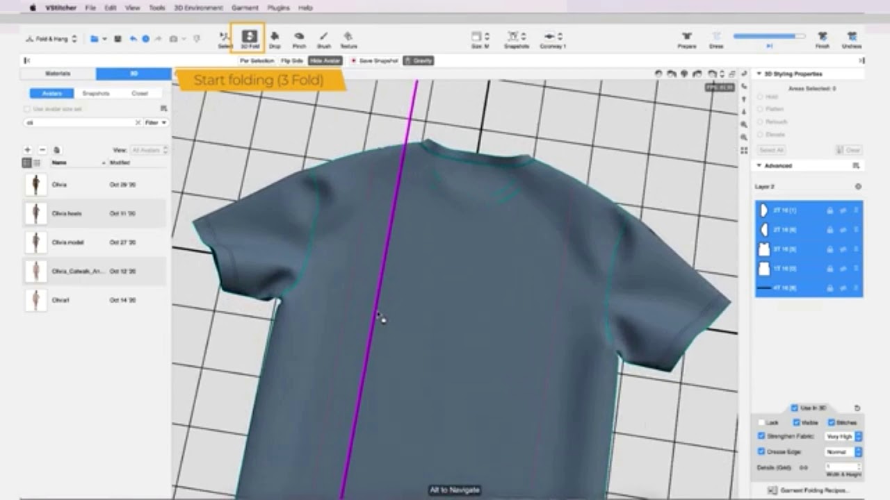 Vstitcher CAD 3D Tutorial : Folding a T-Shirt in VStitcher's New Workspace - YouTube