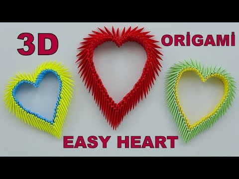 3D ORİGAMİ KALP YAPIMI / DIY 3D Origami Heart / How To Make 3D Origami Heart / Paper Heart