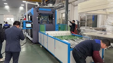 PET cold drink cup 85 caliber servo cup making machine with automatic cup stacking machine