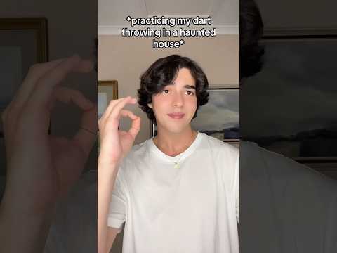 Guy Practices Dart Throwing In Haunted House #Shorts