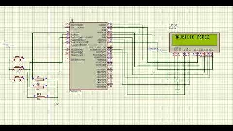 LCD y push button PIC16f877A en proteus
