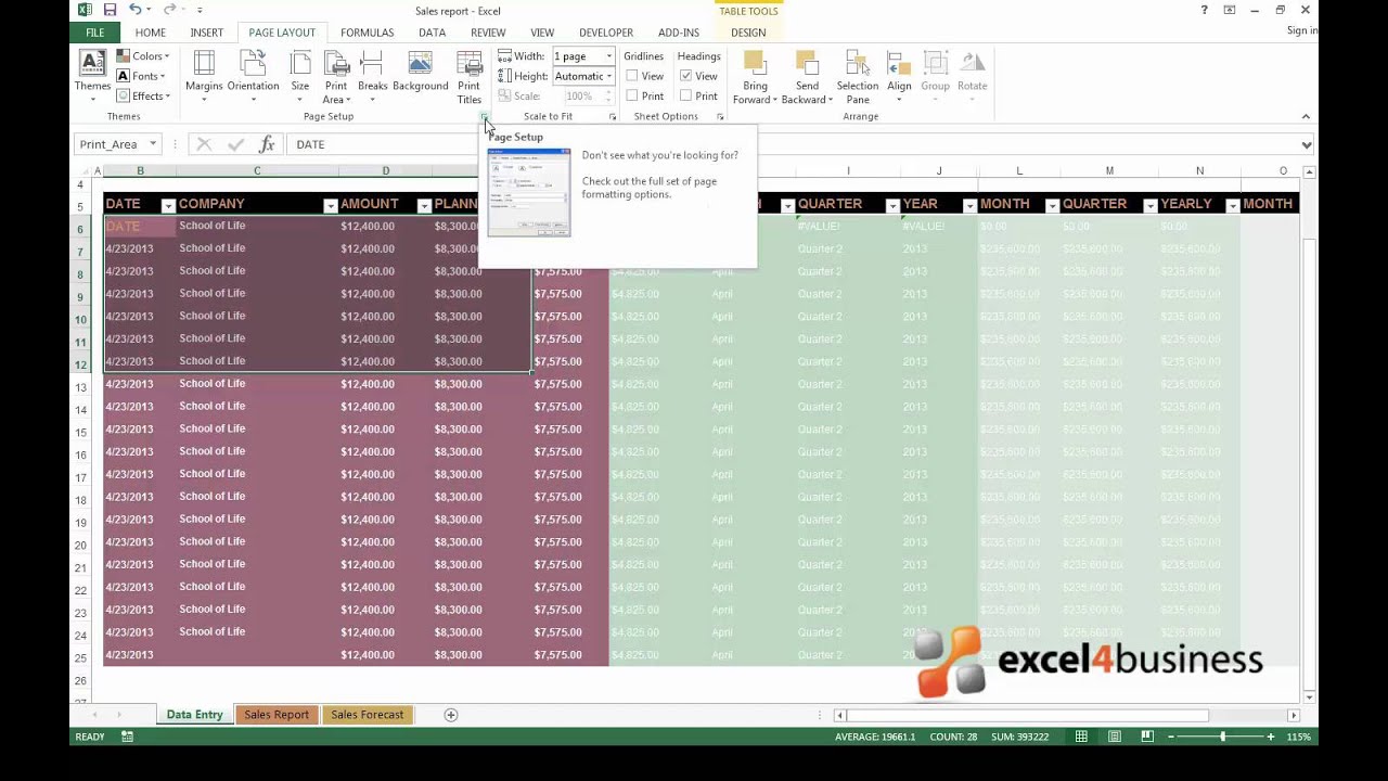 how to select large area in excel