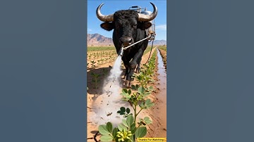 Buffalo saved the  chickpea crop by spraying insecticide #ai  #save #plants #tree