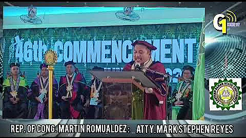 Atty Mark Stephen Reyes, during the 46th Commencement Exercises at ESSU Guiuan Campus
