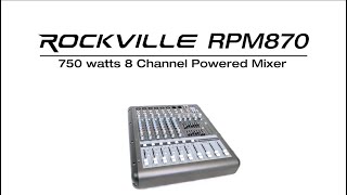 Rockville RPM870 8 Channel 6000w Powered Mixer withUSB, Effects, 8 XDR2 Mic Press