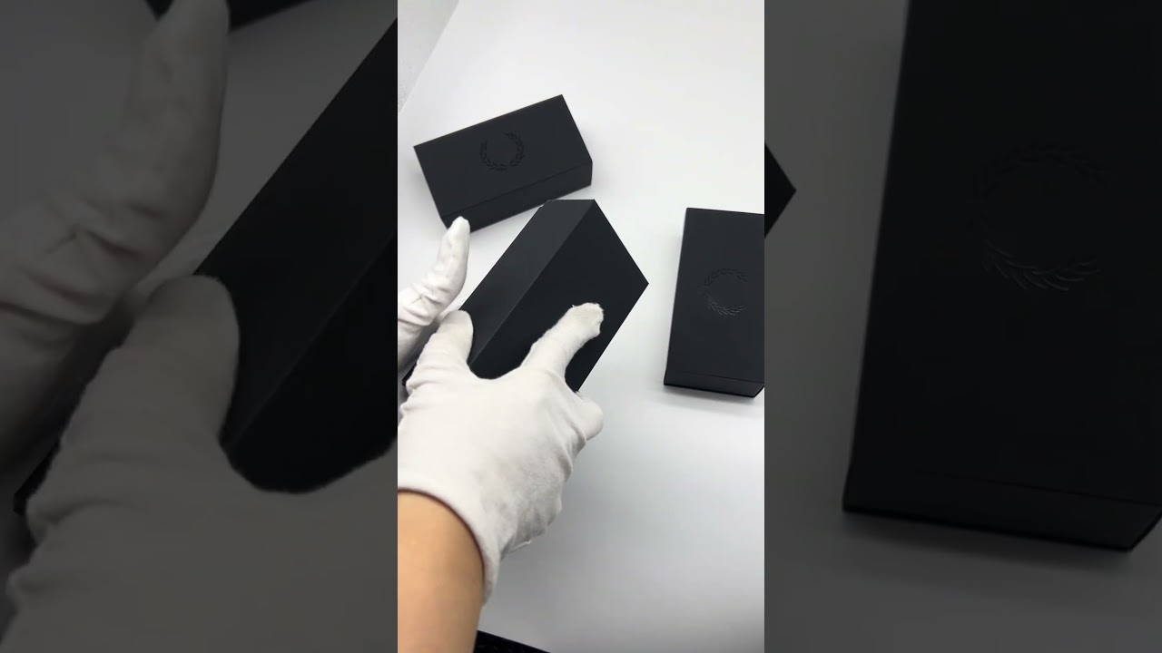 Soft touch paper watch gift box, logo sliver and gold foil stamped 