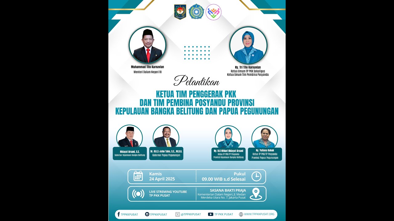 Pelantikan Ketua TP PKK dan TP Posyandu Provinsi Kepulauan Bangka Belitung dan Papua Pegunungan