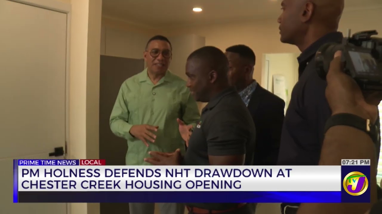 PM Holness Defends NHT Drawdown At Chester Creek Housing Opening   | TVJ News