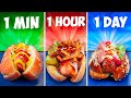 1 minute vs 1 heure vs 1 jour hot dog