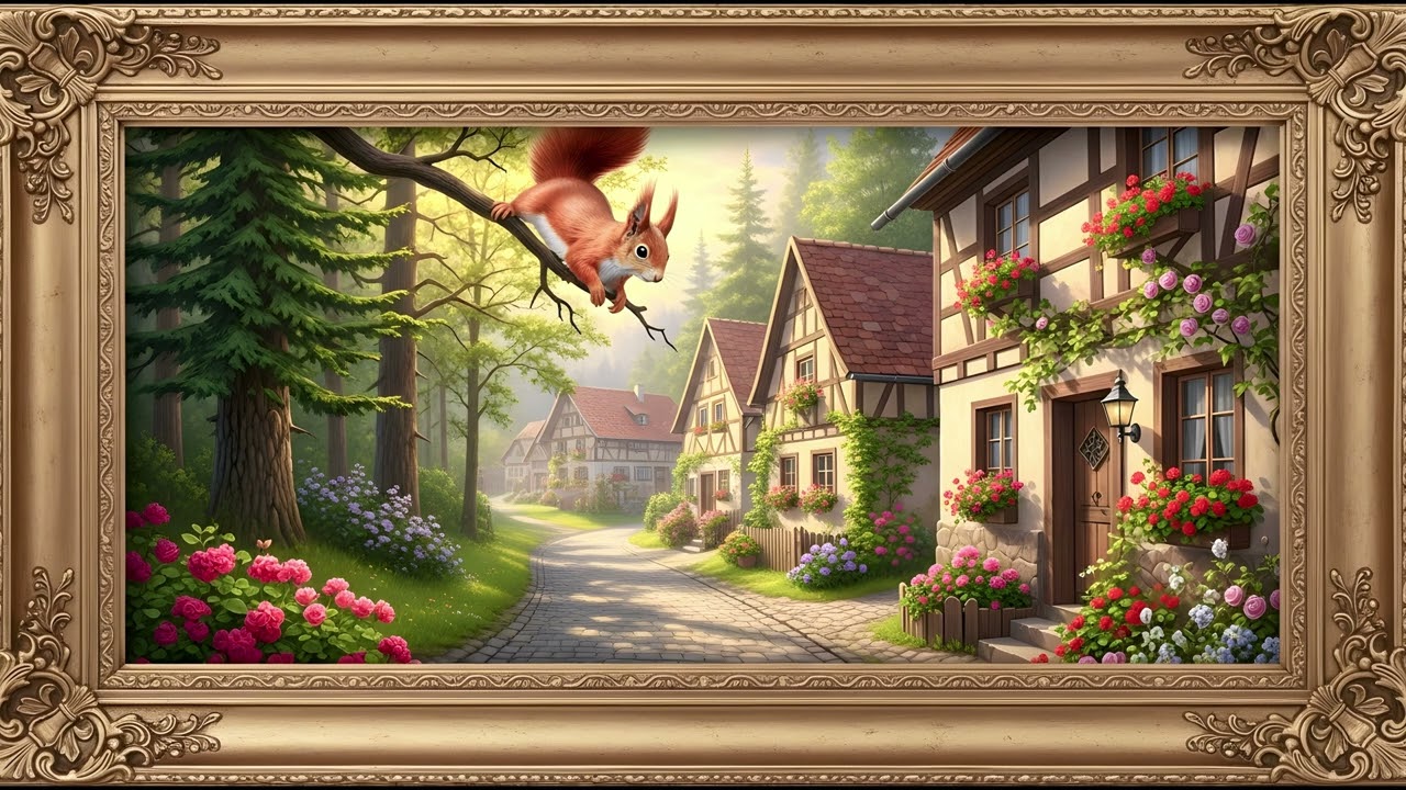4K Art TV Wallpaper: Squirrel Painting (2 Hours) | Framed Digital Art Loop