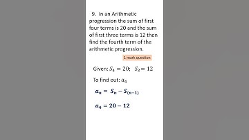 In an Arithmetic progression the sum of first four terms is 20#shorts #sslcexam2022 #mcq