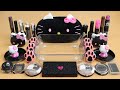 "Black Kitty"Mixing"Black" Eyeshadow and Makeup,parts,glitter Into Slime!Satisfying Slime Video★ASMR