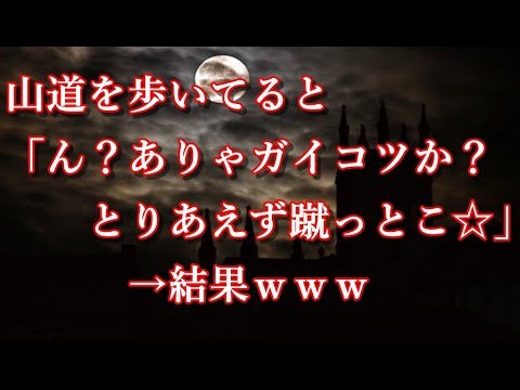 山道を歩いてると「ん？ありゃガイコツか？   とりあえず蹴っとこ☆」→ 結果ｗｗｗ