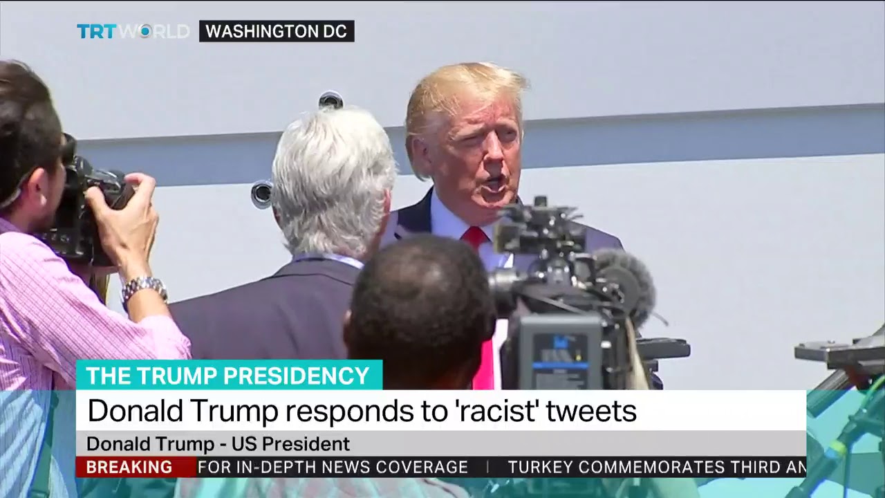 Donald Trump responds to 'racist' tweets newspaper mockup