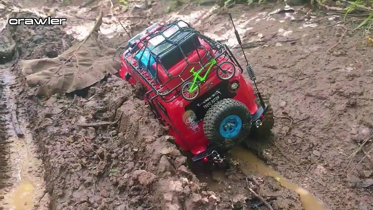 Mud, Power, and Grit: Red RC Car Takes Off-Road to the Extreme 4