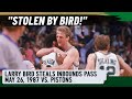 Larry bird steals inbounds pass from isiah thomas and pistons  full highlights  may 26 1987