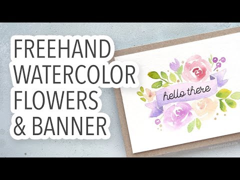 How to Paint Freehand Watercolor Flowers & Banner