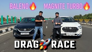 Baleno2023 vs Magnite TURBO DRAG RACE! First time on YouTube😎 #baleno2023 #magnite #nissan #suzuki