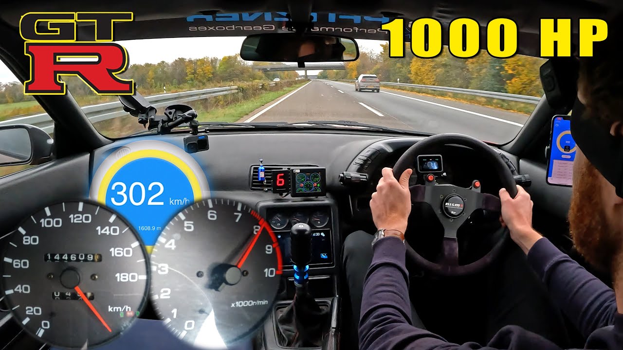 1000HP Nissan SKYLINE GTR R32 *MASSIVE TURBO* 300km/h on AUTOBAHN - YouTube